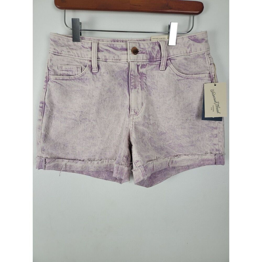 Universal Thread Shorts 2/26 Womens Vintage Midi Stretch Purple Cuffed Pockets